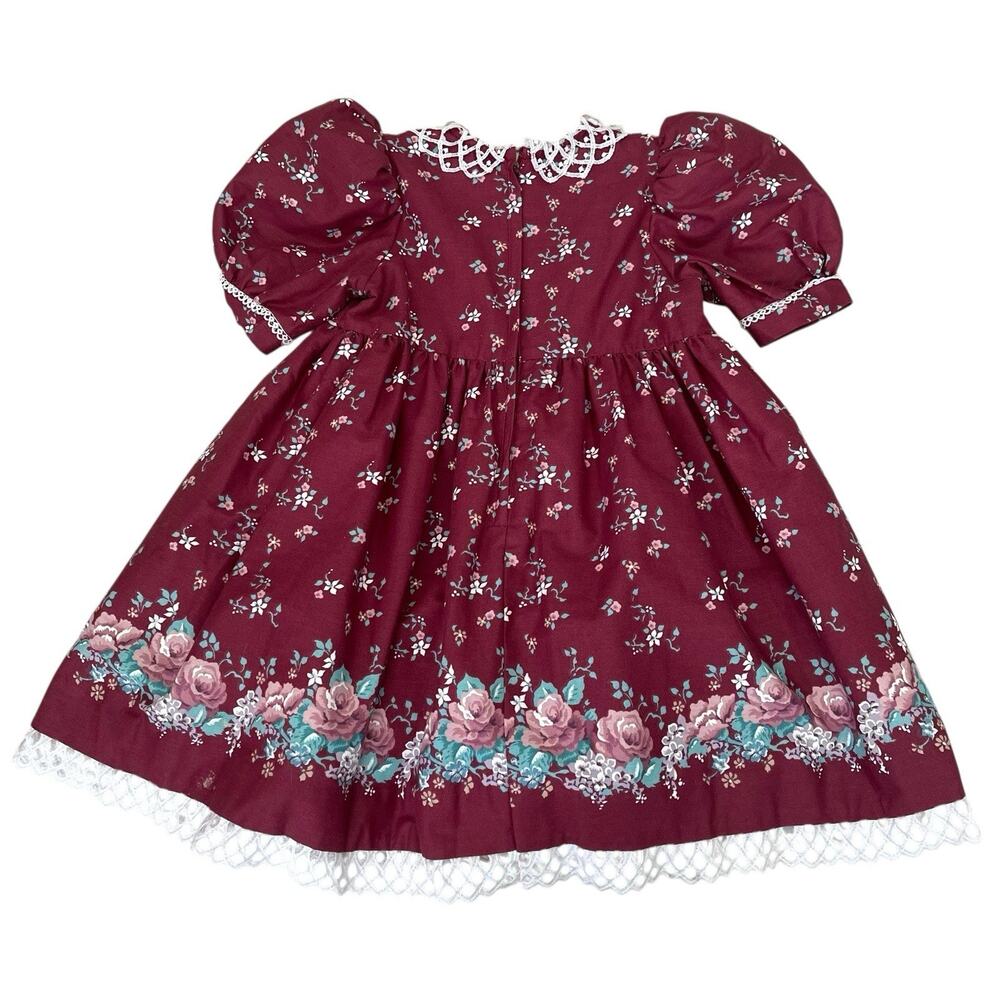 Vintage Daisy Kingdom Rose Bouquet Border Print Dress Size 3T - Picture 6 of 8
